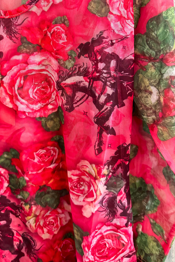 Cowgirl and Roses Mesh Top