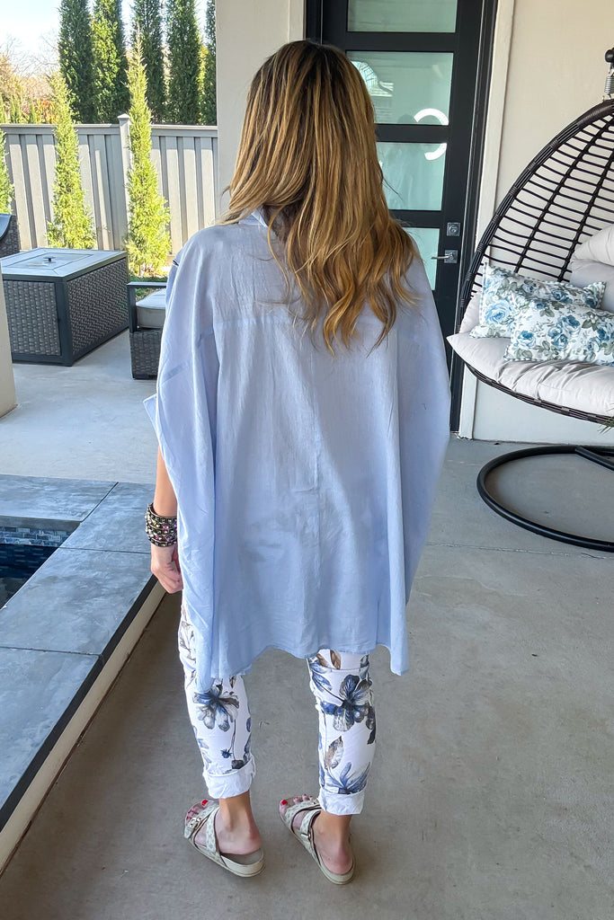 Oversized Daily Favorite Tunic - 100% Cotton - Sky Blue