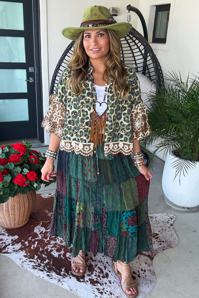 Dreaming Of Tomorrow Elastic Waist Maxi Skirt - Basil