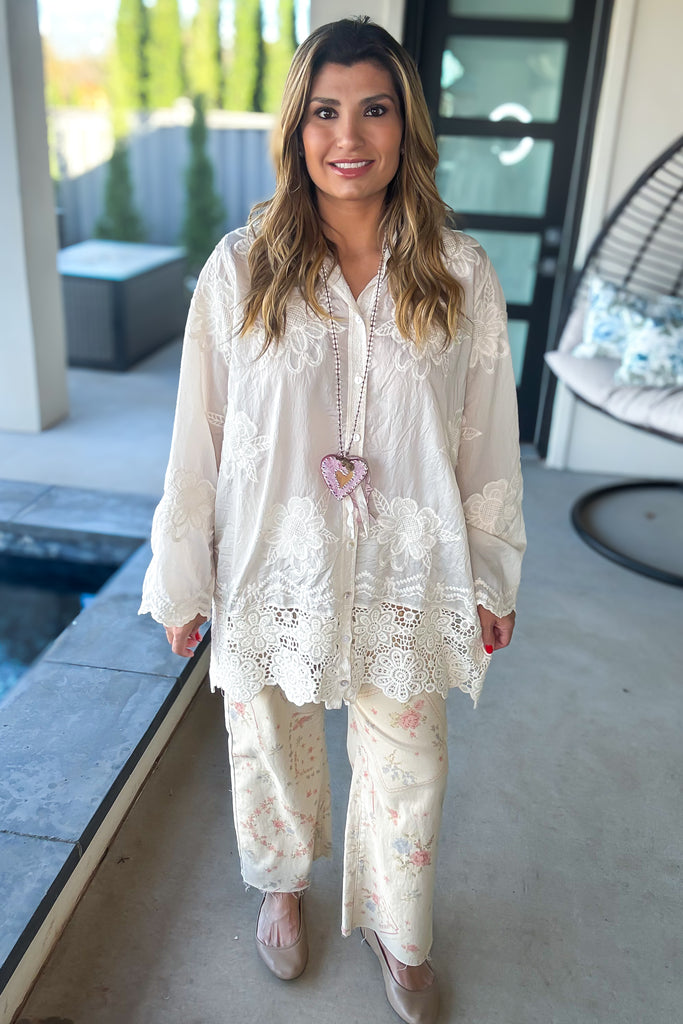 Sunlit Petal Oversized Tunic - Natural