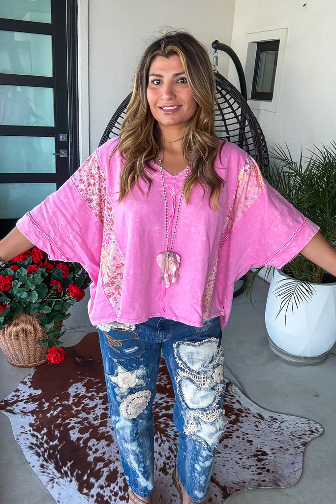 Picnic Mirage Top - 100% Cotton - Pink