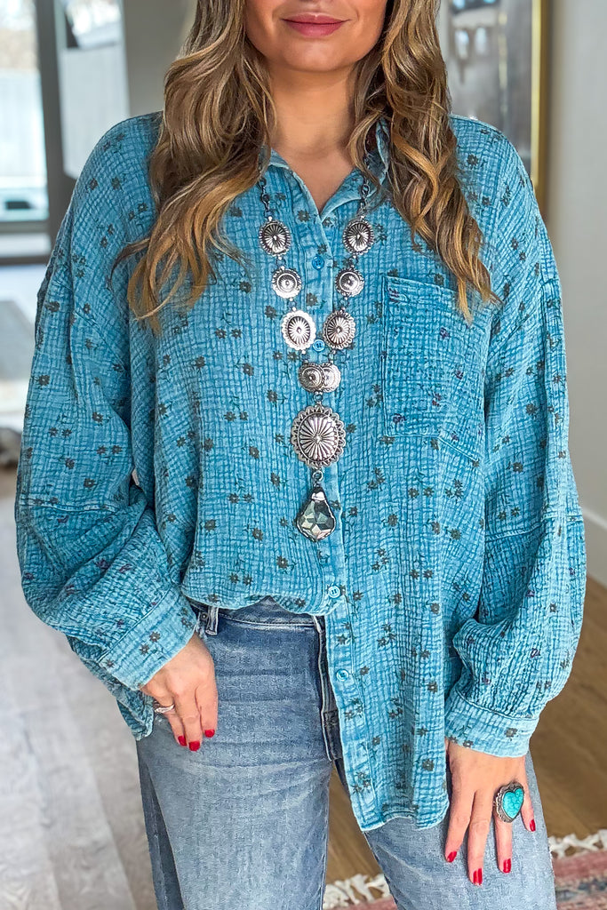 Daisy Dreams Tunic - Blue - 100% Cotton
