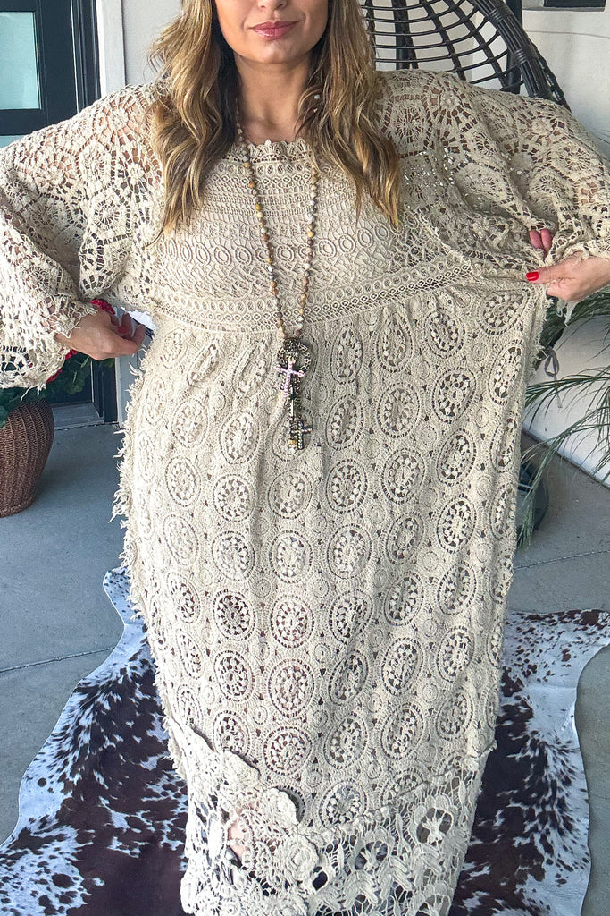 Whispering Lace Crochet Dress - 100% COTTON - MADE IN USA