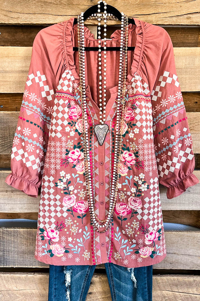 AHB EXCLUSIVE: Aspirational Embroidery Blouse - Mauve