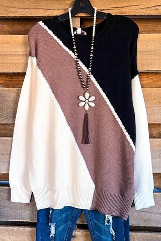 Together Till The End Sweater - Mocha Multi - SALE