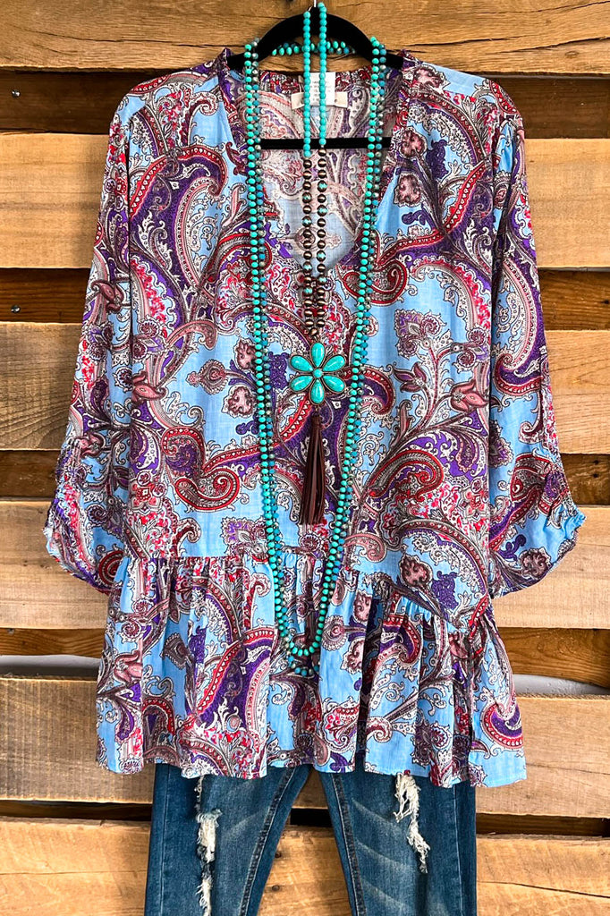 Utopia Valley Top  - Aqua - SALE