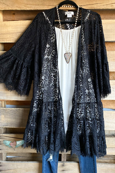 トップス antipast lace cardigan black Antipast Black Navy Wool Cotton Lace Knit Cardigan – Baby
