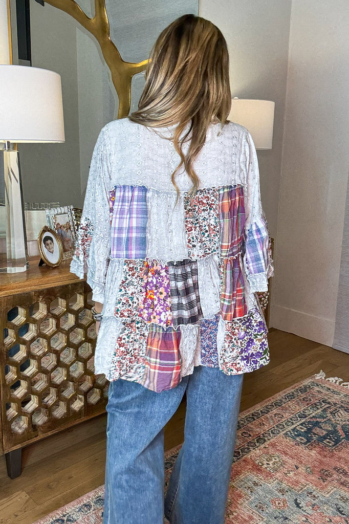 A Day With Friends Oversized Loose Fit Blouse - Gray