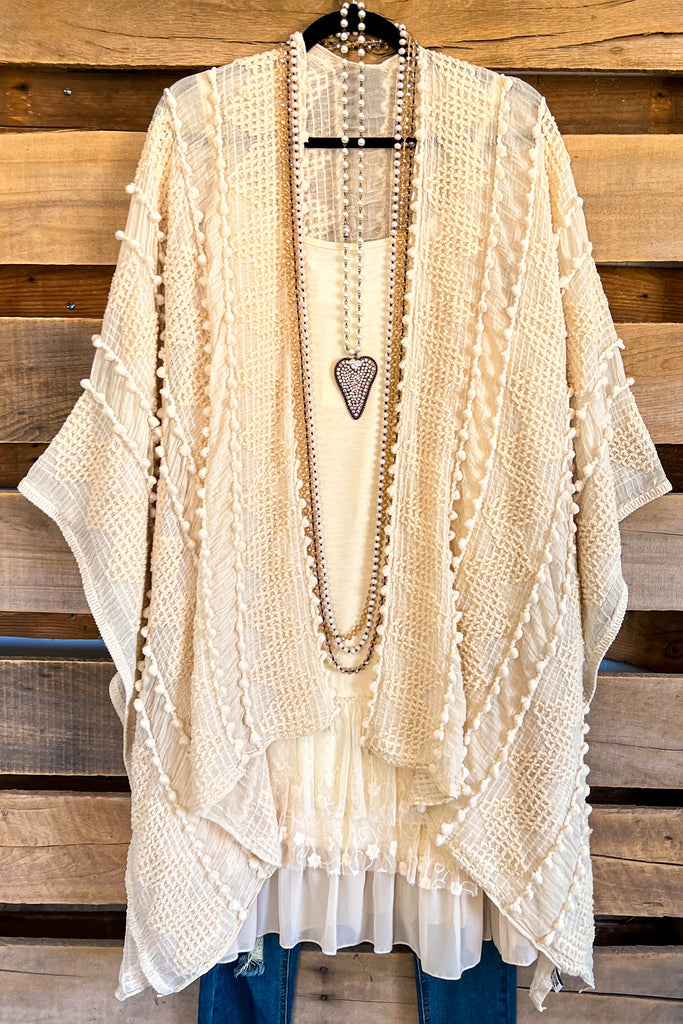 Boho Vibes Oversized Kimono - Cream