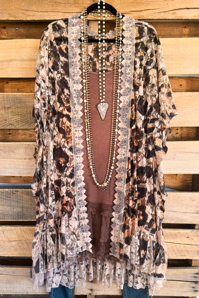 AHB EXCLUSIVE: One More Time Long Kimono Lace - Leopard