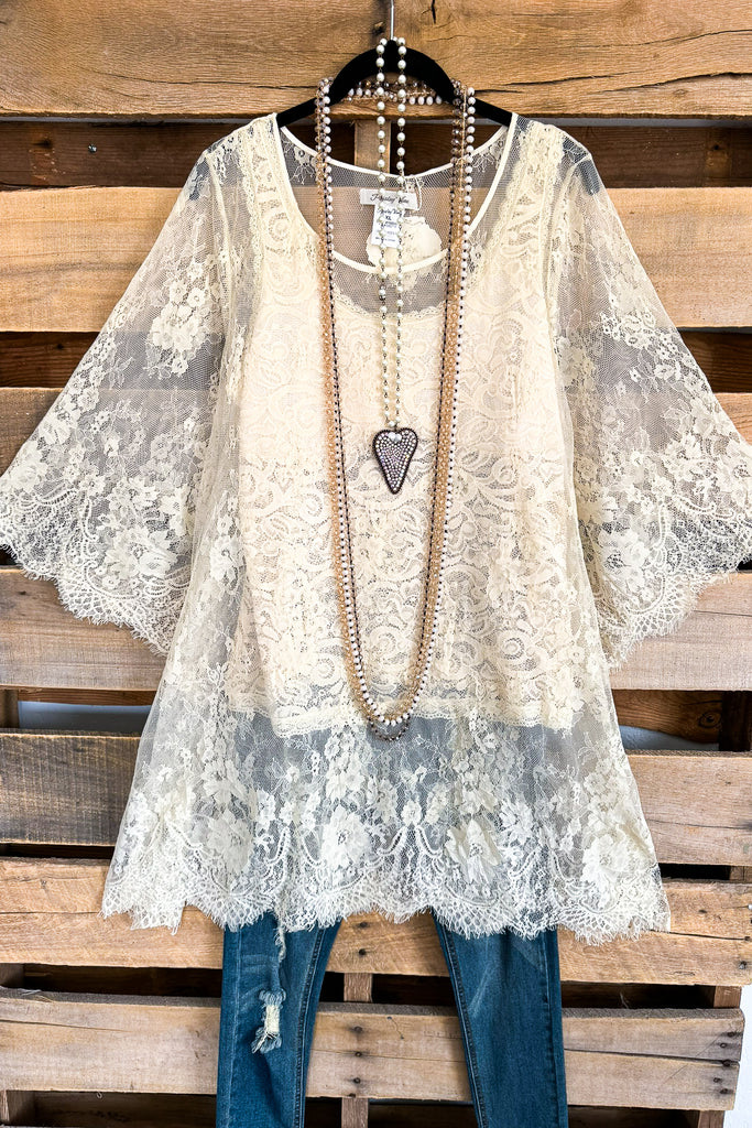 Sheer Enchantment Lace Top - Beige (This is for the beige lace top under)