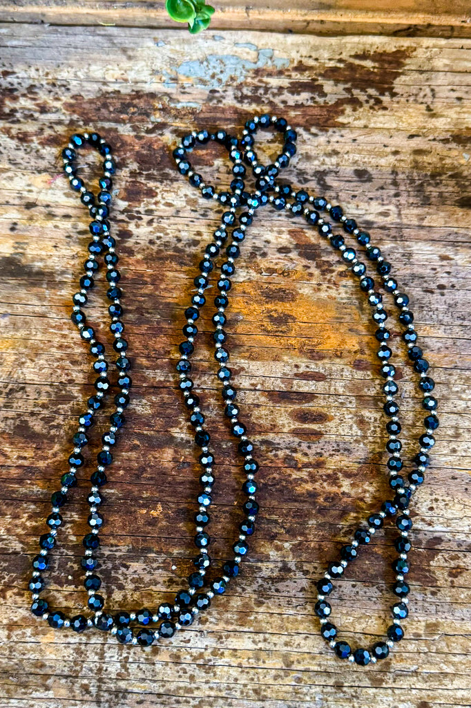 Long Beaded Necklace - Graphite