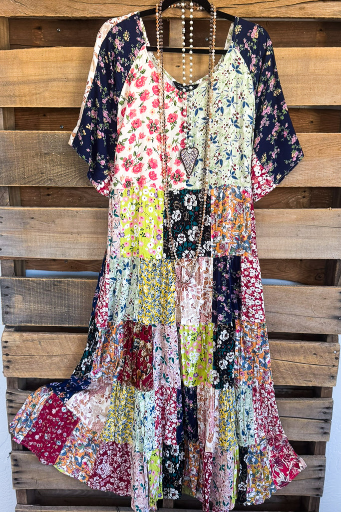Boho Patchwork Maxi Dress - Floral