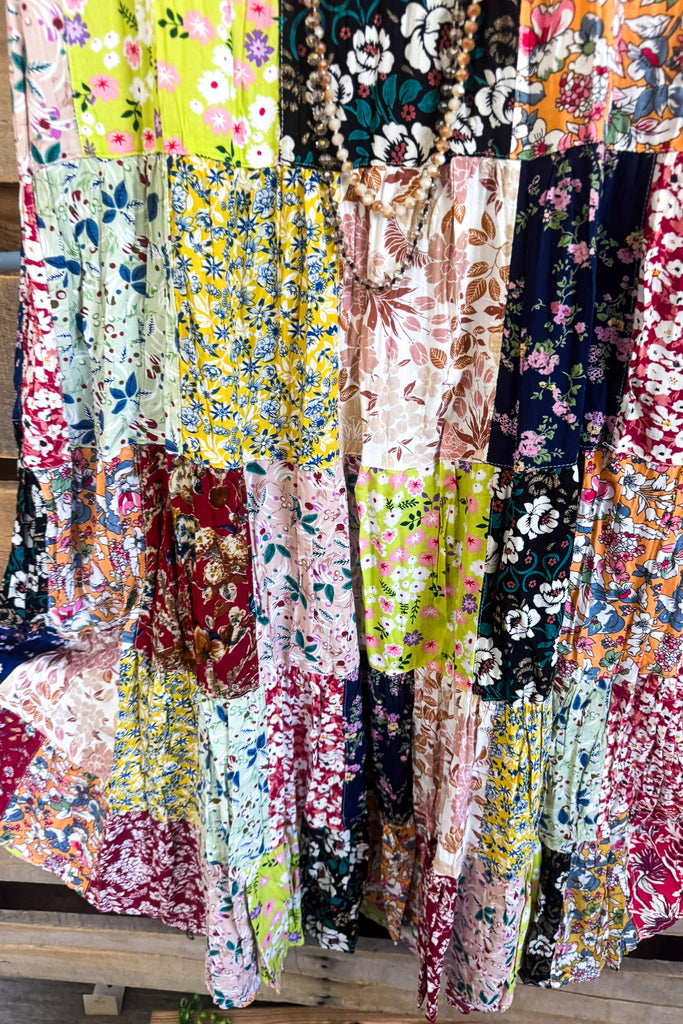 Boho Patchwork Maxi Dress - Floral