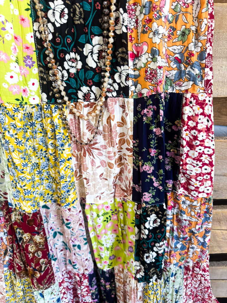 Boho Patchwork Maxi Dress - Floral