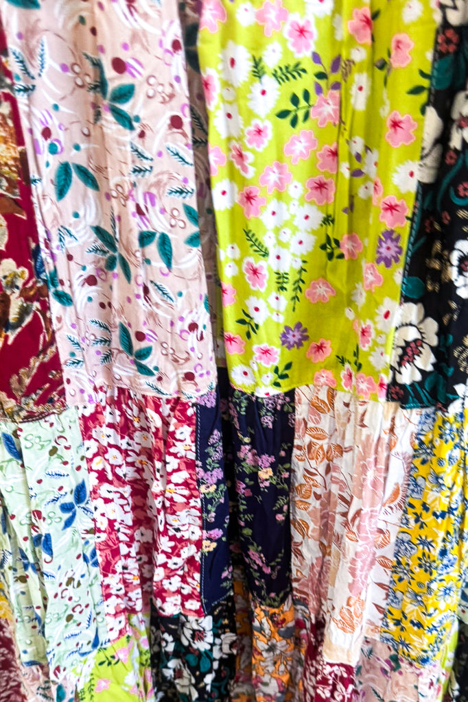 Boho Patchwork Maxi Dress - Floral
