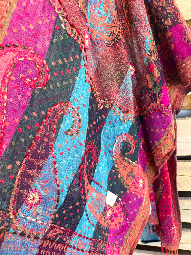 NATURAL FABRICS: Pouring Out My Love Wool Ruana - Multi - 100% WOOL