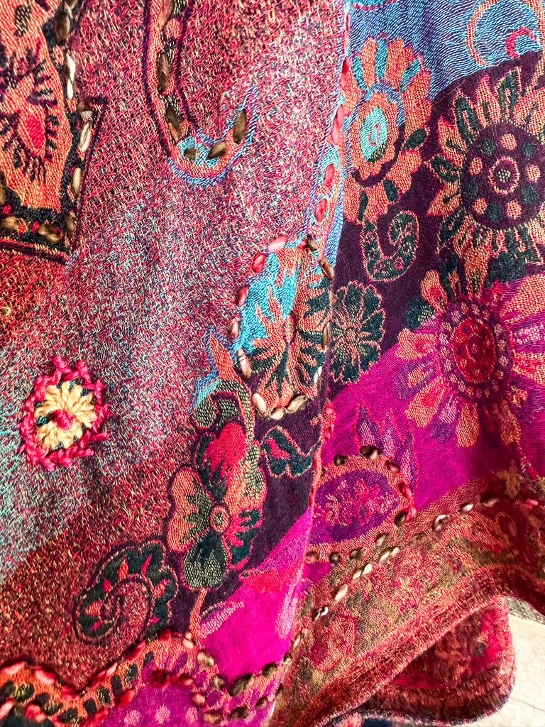 NATURAL FABRICS: Pouring Out My Love Wool Ruana - Multi - 100% WOOL