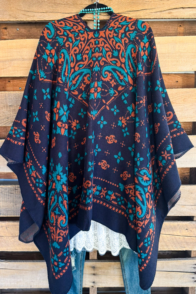 Dreaming Of The Day Poncho - Navy