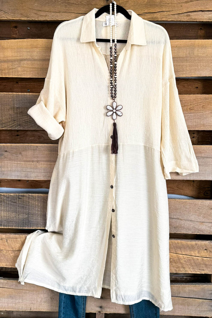 Cape Cod Shirt Dress - Beige - 100% COTTON