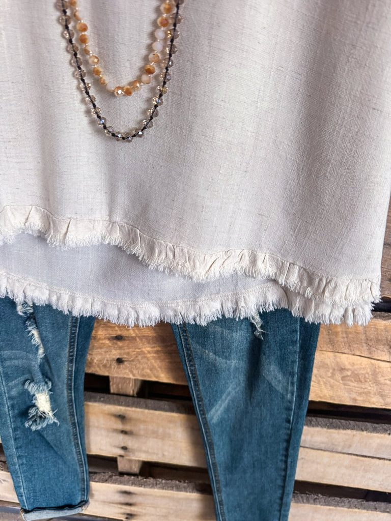 On Good Terms Tunic - Oatmeal - Linen Cotton Blend