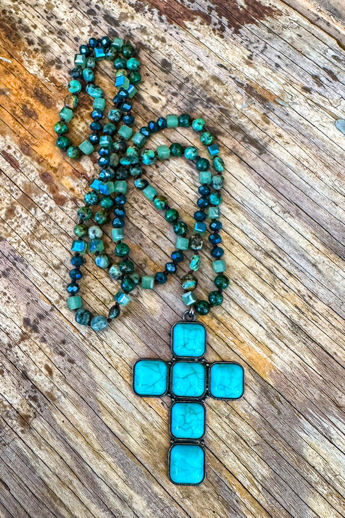 Embrace The Love Cross Necklace - Green