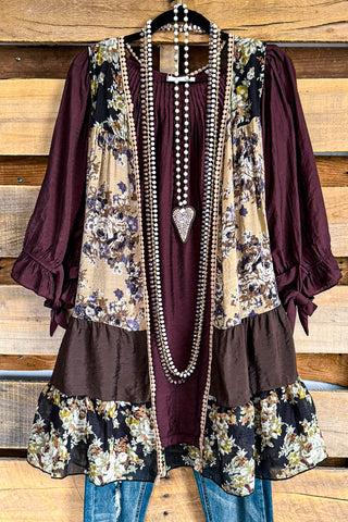 Floral Enough Crochet Vest - Mocha - 100% COTTON