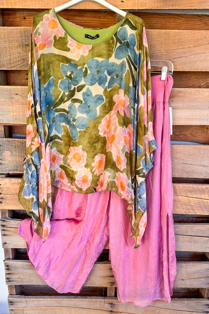 PRE ORDER Meadow Green Silk Blend Stretch Top – Made in Italy (Sold Separately)