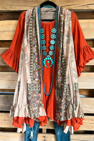 Floral Enough Crochet Vest - Mocha - 100% COTTON