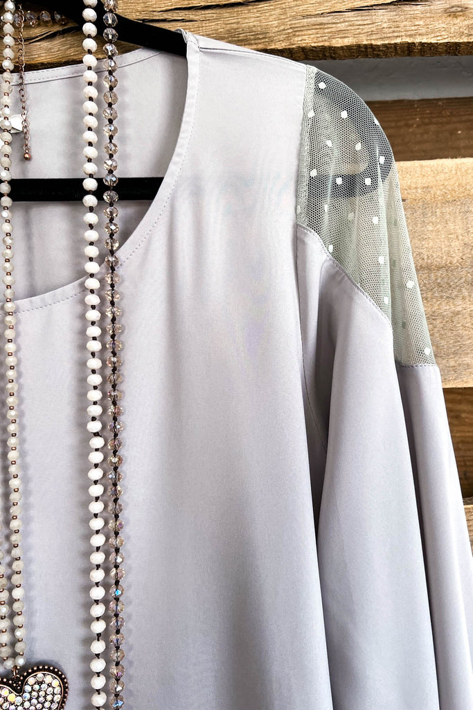 On Cloud Nine Blouse - Light Grey - SALE