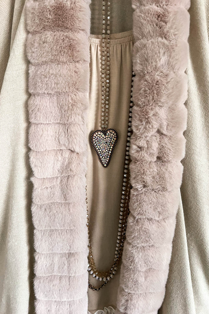 All The Time Faux Fur Poncho - Ivory