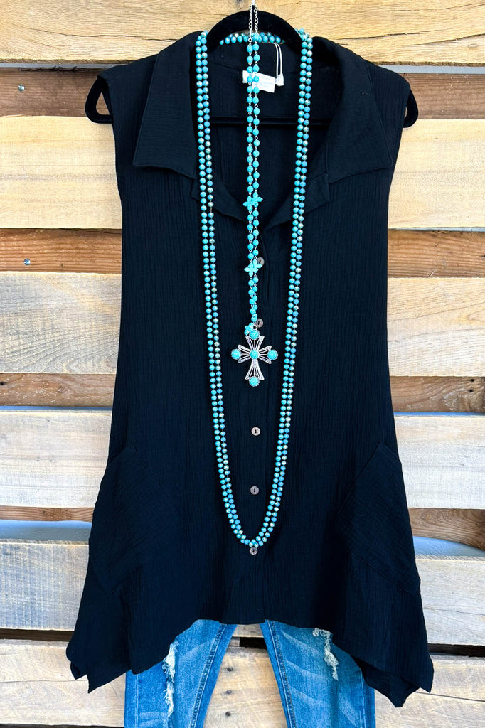 Like the Wind Tunic - Black - 100% COTTON - SALE