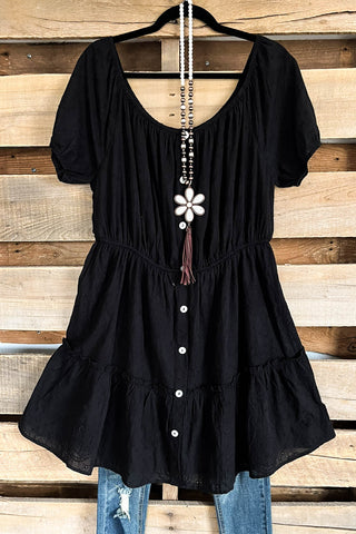 Floral Touch Dress - Black Stripe