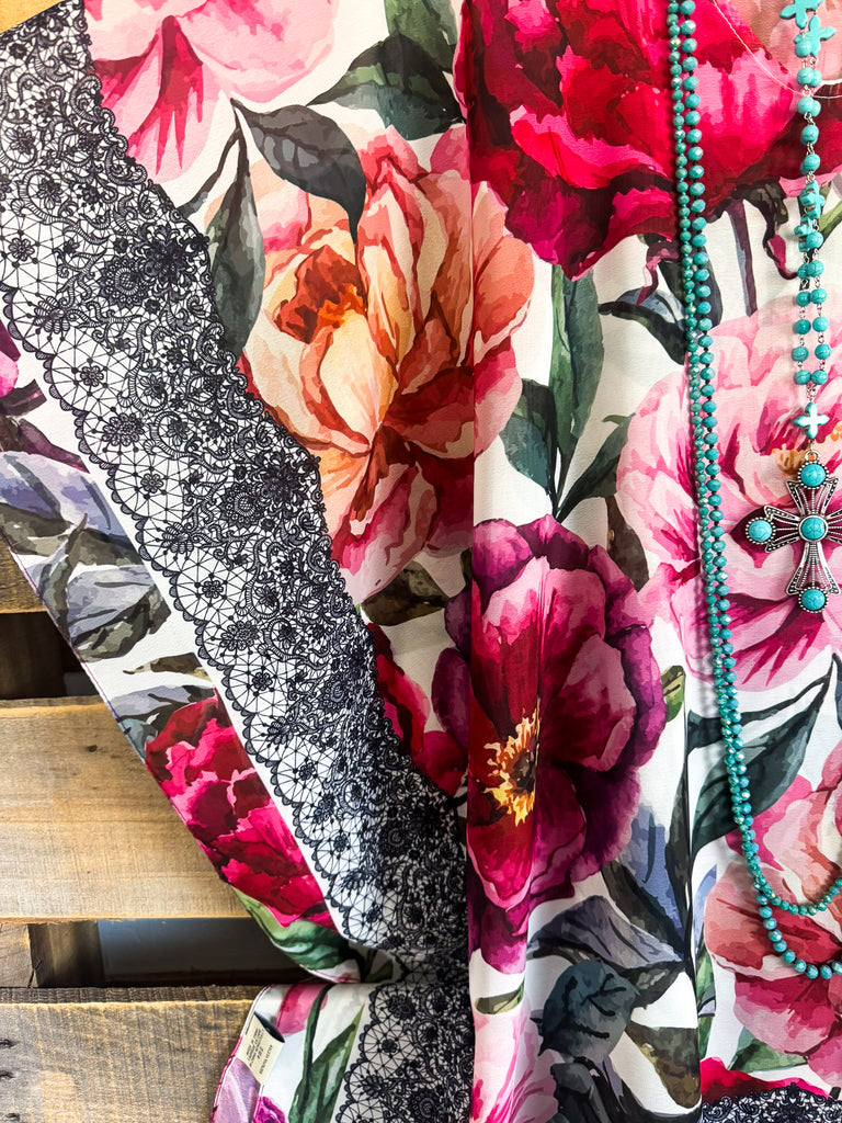 Peony Garden Sheer Poncho - Multi