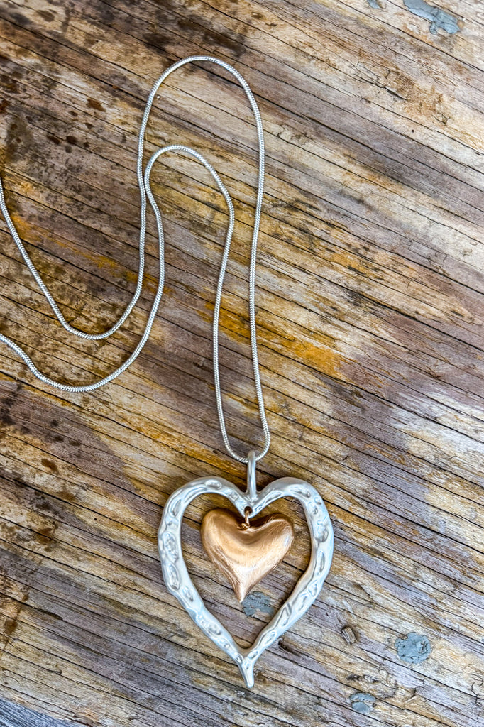 Double Love Heart Necklace - Sliver