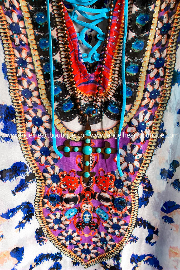 AHB EXCLUSIVE: Flower Child Sheer Oversized Tunic - Sky