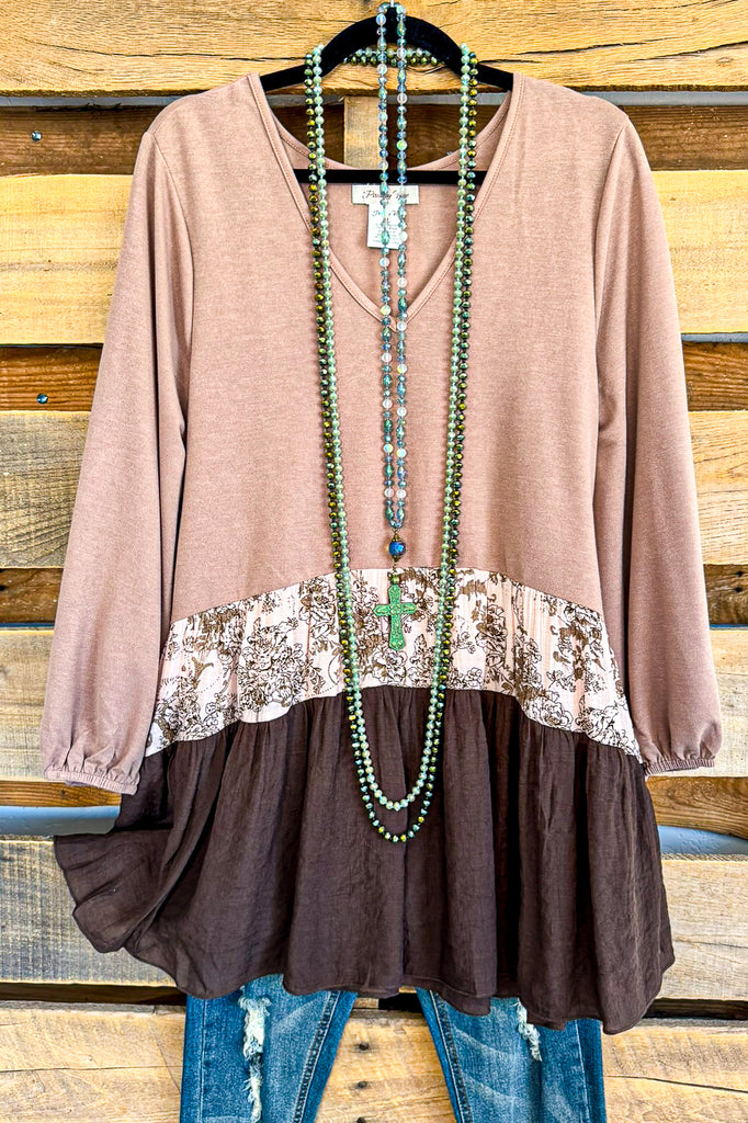 All In Love Tunic - Taupe/Pink