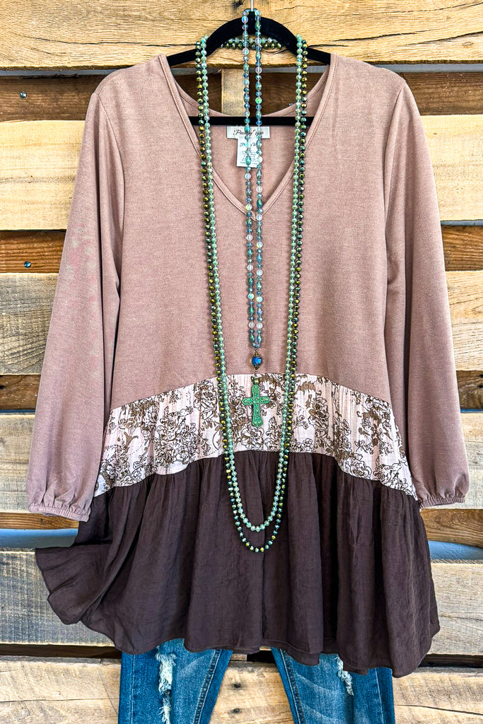All In Love Tunic - Taupe/Pink