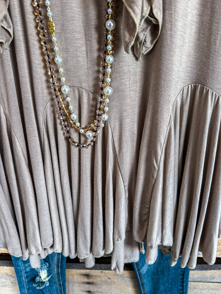 Jersey Girl 2 Piece Dress - Mocha - Dress and Scarf