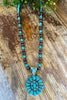 Dignified Blossom Necklace - Turquoise & Sliver