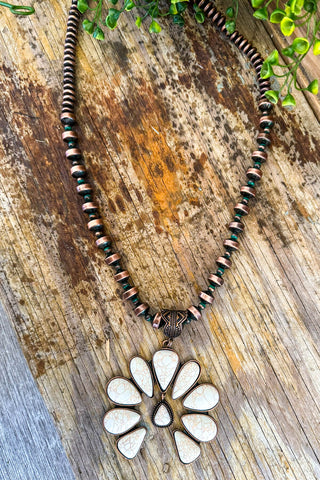 Dignified Blossom Necklace - Ivory & Copper