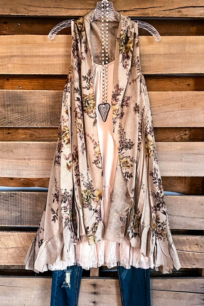 AHB EXCLUSIVE: Counting The Stars Vest - Taupe/Yellow/Floral