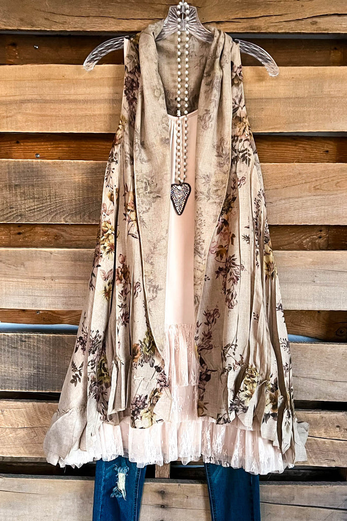 AHB EXCLUSIVE: Counting The Stars Vest - Taupe/Yellow/Floral