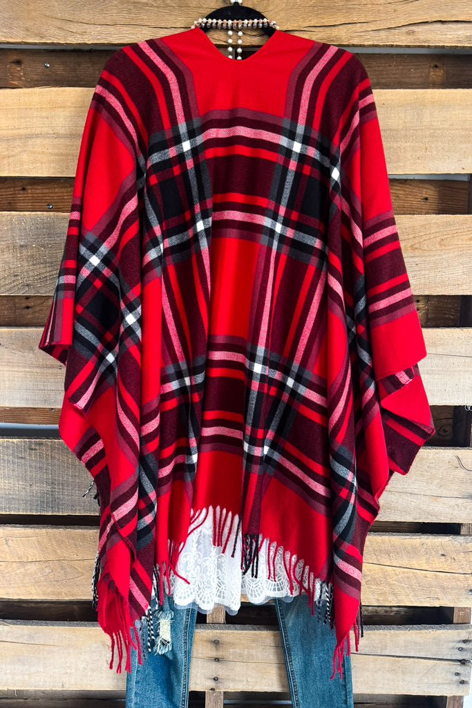 Simple Secrets Poncho - Red