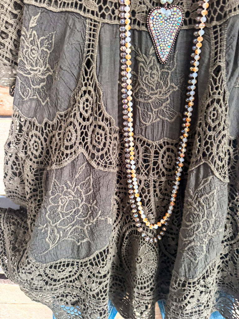 AHB EXCLUSIVE: Delightful Details Cotton Top - Olive - 100% COTTON