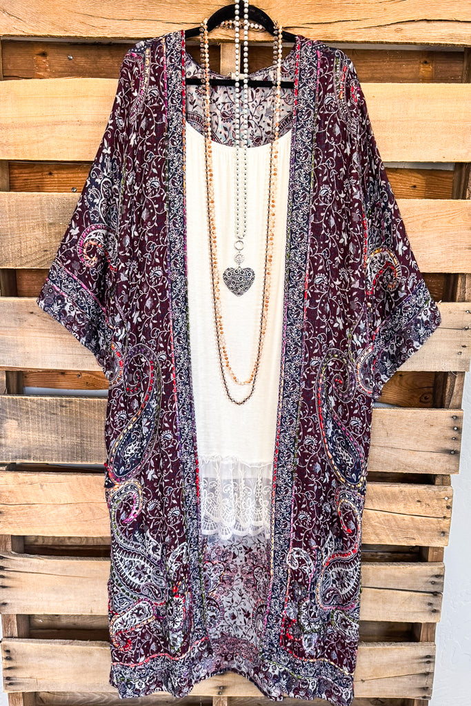 Considered Me Loved Duster - Aubergine