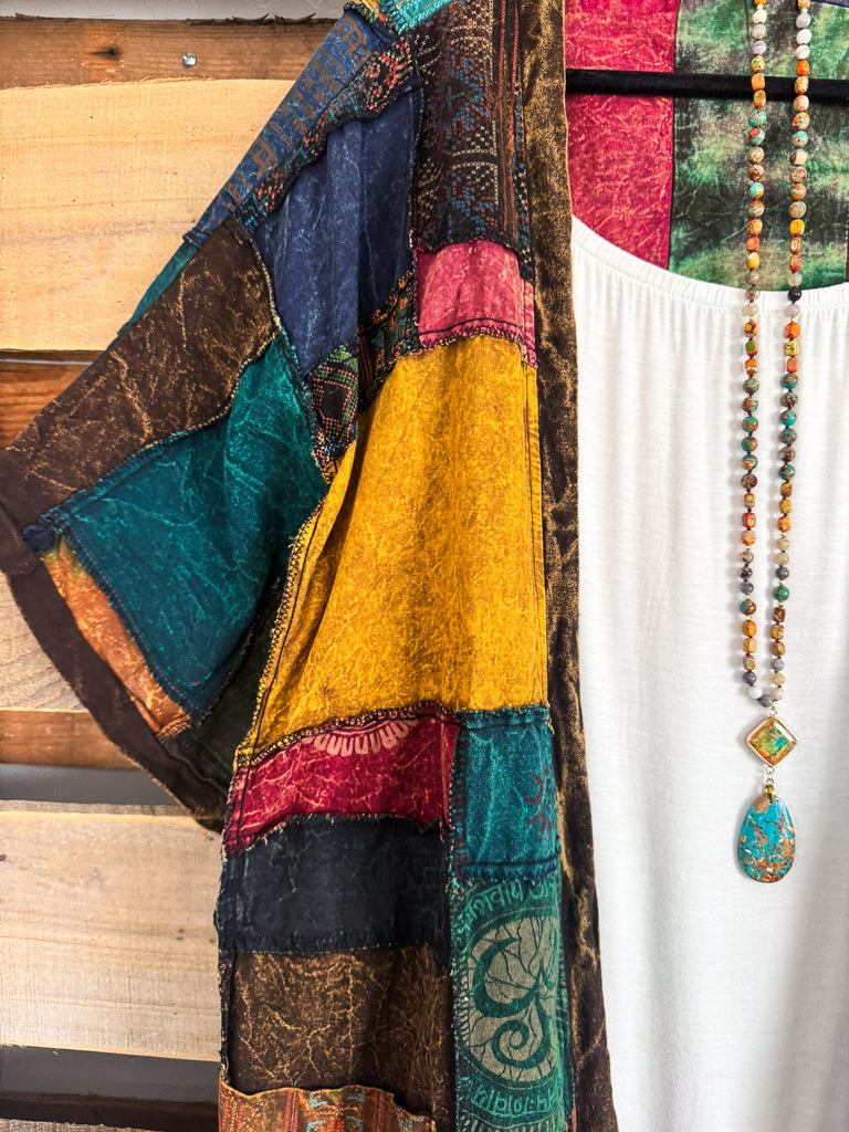 NATURAL FABRIC: Where The Moon Shines Kimono - Brown 100% Cotton