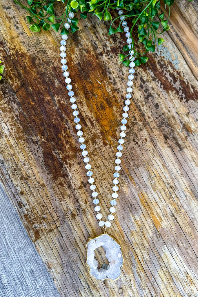 To The Moon Stone Necklace - White