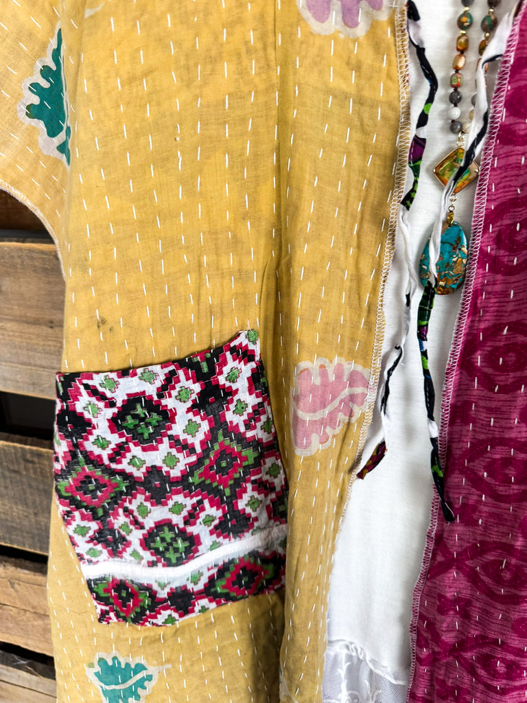 NATURAL FABRICS: Assorted Feelings Tie Front Kimono - 100% COTTON