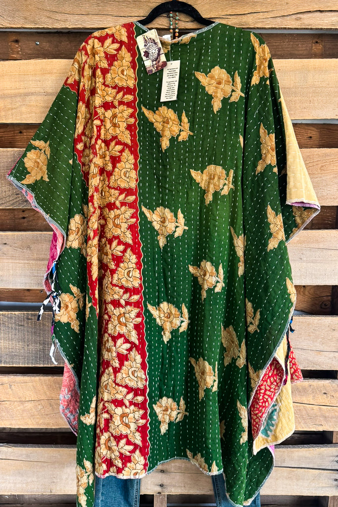 NATURAL FABRICS: Assorted Feelings Tie Front Kimono - 100% COTTON